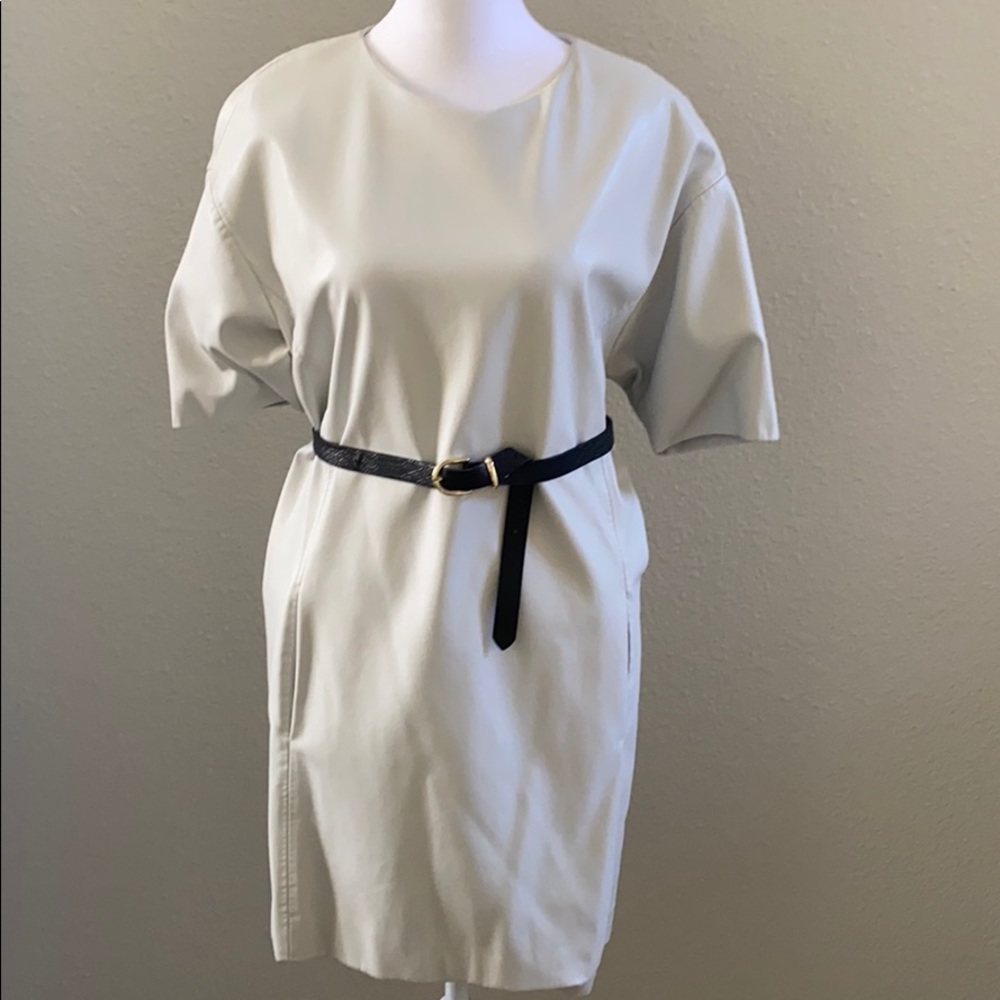 Beige leather dress